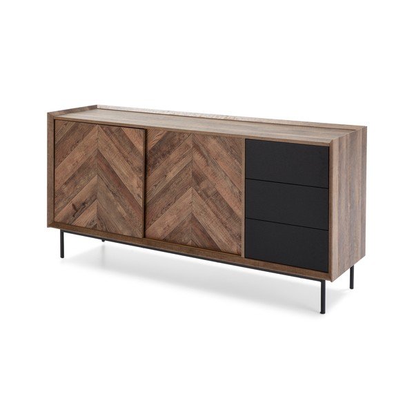 Komoda iz hrastovega lesa in črne barve Marckeric Utah-image-3