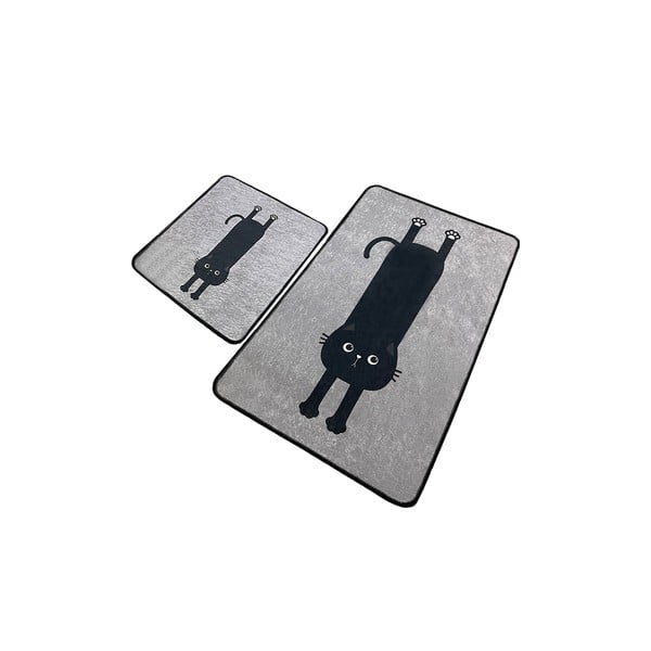 Črne/sive kopalniške preproge v kompletu 2 ks 60x100 cm Comfort – Foutastic-image-4