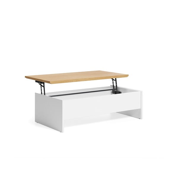 Bela/naravna mizica v hrastovem dekorju 60x110 cm Abilen – Kave Home-image-3