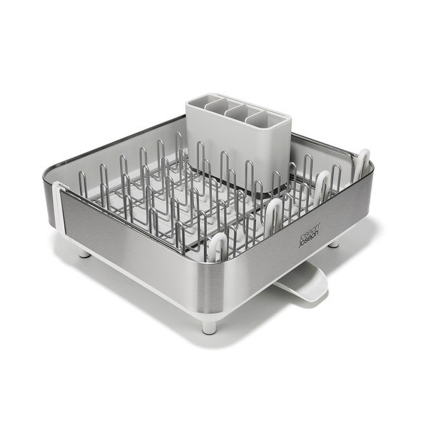 Plastičen nastavljiv odcejalnik posode v srebrni barvi 35,5x38 cm Extend Steel Plus – Joseph Joseph