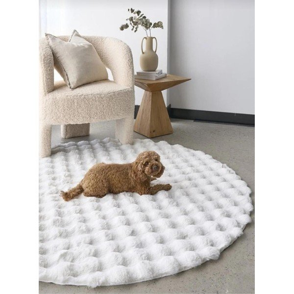 Bela pralna okrogla preproga ø 80 cm Bubble White – Mila Home-image-2