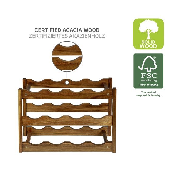 Držalo za vino iz masivne akacije v naravni barvi za 12 steklenic 42x28x21 cm Fondi – Wenko-image-4
