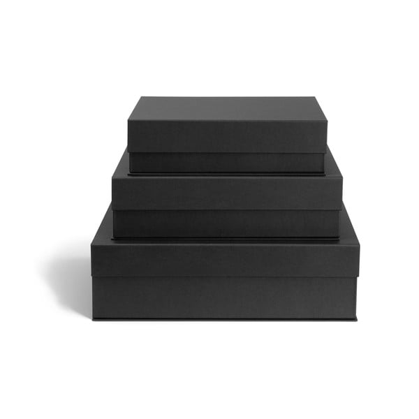 Temno sive kartonaste škatle za shranjevanje v kompletu 3 ks s pokrovom 42,5x29,5x13 cm Kian Paper Laminate – Bigso-image-4