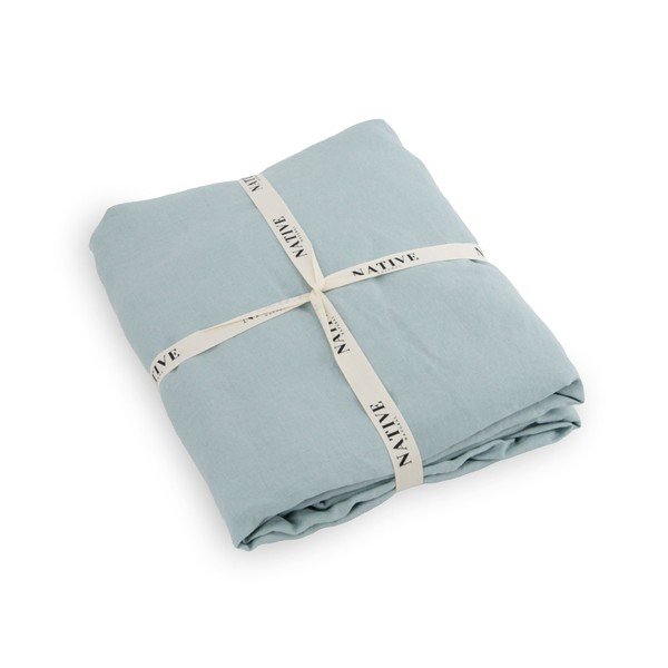 Svetlo modra enojna lanena posteljnina 135x200 cm Aqua – Native Natural-image-3