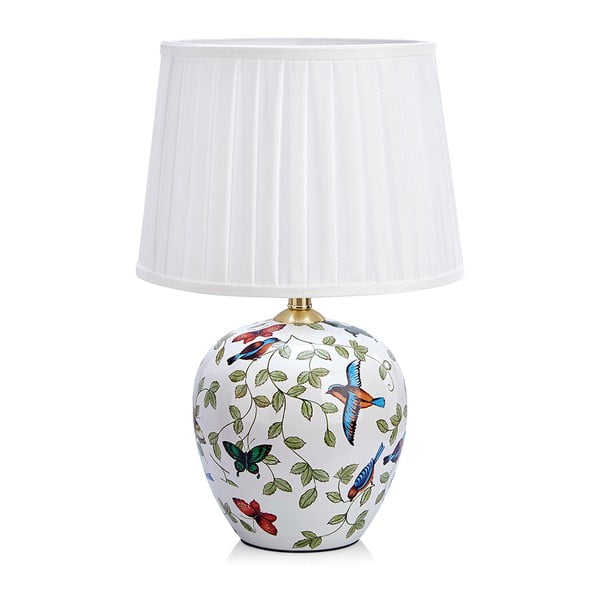 Bela namizna svetilka s tekstilnim senčilom (višina 48 cm) Mansion – Markslöjd