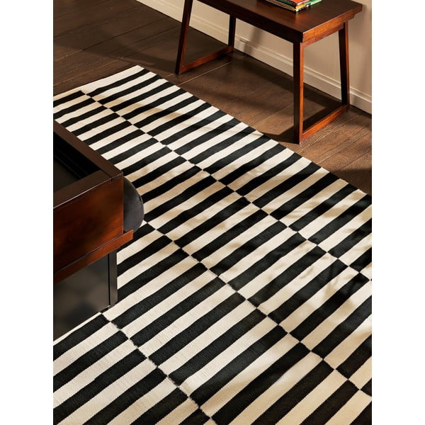 Črna/bela obojestranska ročno tkana volnena preproga 200x300 cm Donna – Hanse Home-image-3