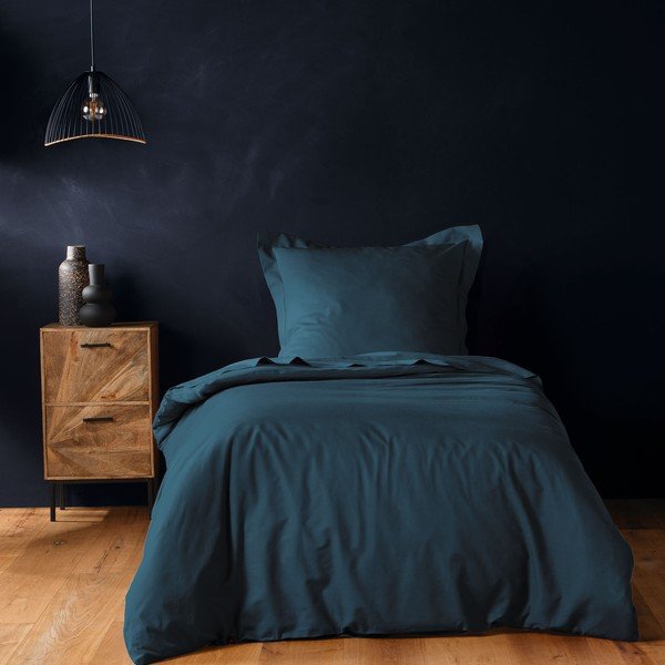 Modrozelena enojna bombažna prevleka za odejo 140x200 cm Lina – douceur d'intérieur-image-1