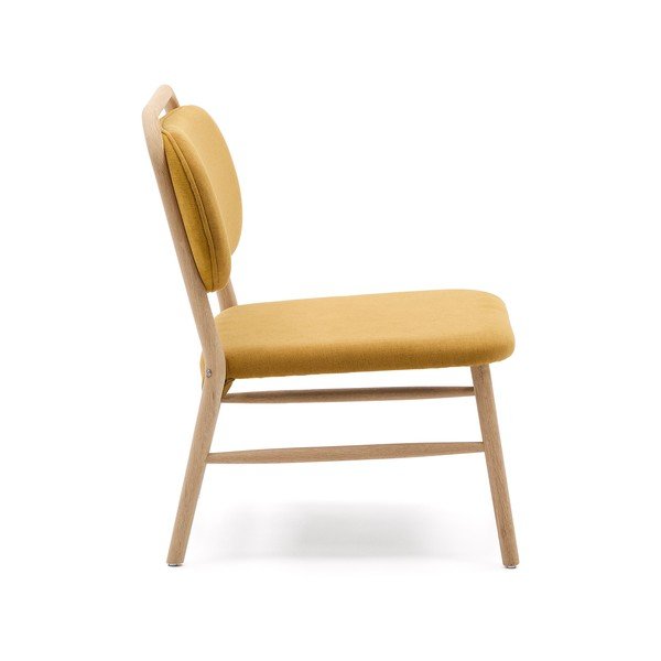 Gorčično rumen fotelj iz šenilje Helda – Kave Home-image-3