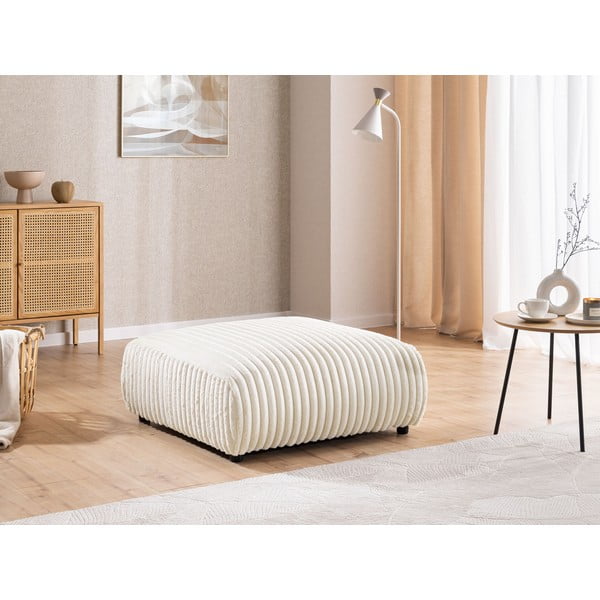 Kremno bel tabure iz rebrastega žameta Justin – Ropez-image-1