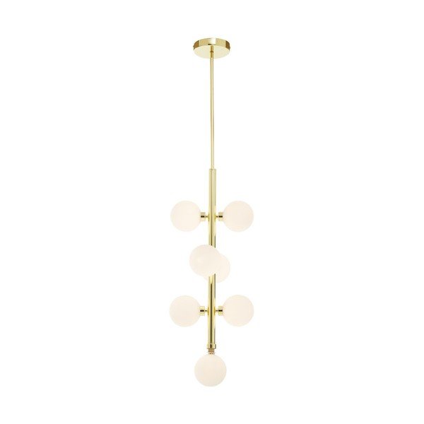 Bela/v zlati barvi kovinska viseča svetilka s steklenim senčilom ø 27 cm Trieste – Premier Housewares-image-2