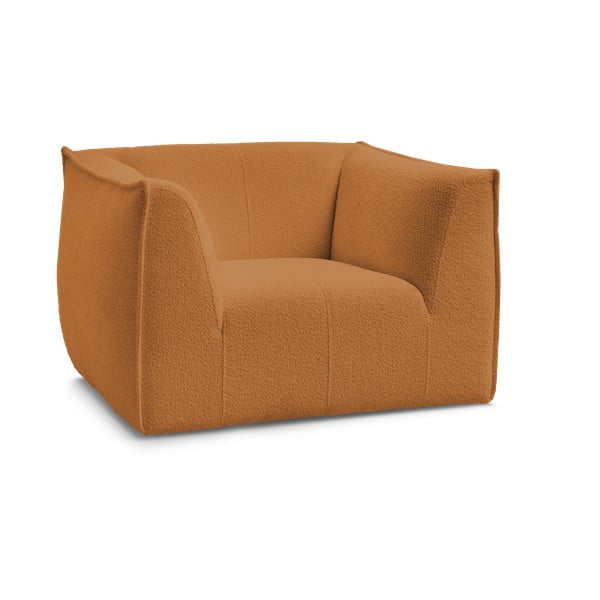 Gorčično rumen fotelj iz tkanine bouclé Giorgia – Bobochic Paris