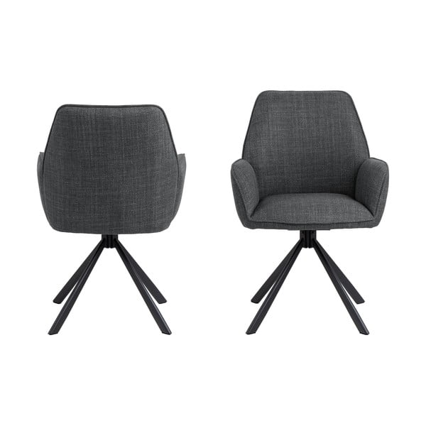 Temno sivi oblazinjeni jedilni stoli v kompletu z nasloni za roke 2 ks Glenda – Actona-image-3