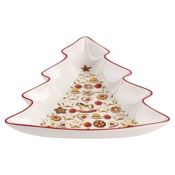 Rdeče-bela servirna skleda iz porcelana v obliki božične jelke Villeroy&Boch Tree-image-1
