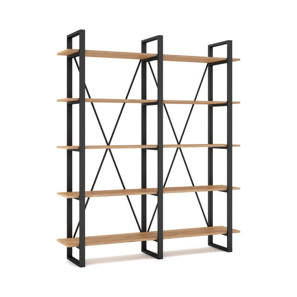 Črn/naravni regal v hrastovem dekorju 150x180 cm Aviva – Marckeric-image-2