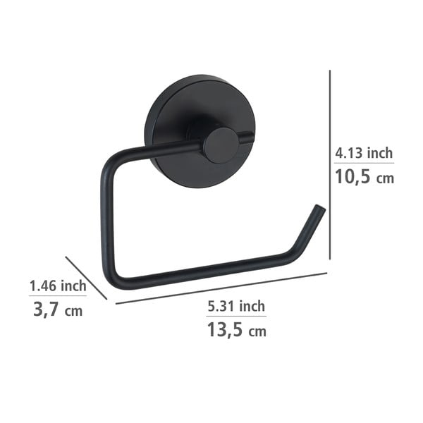 Črno držalo za toaletni papir Wenko Vacuum-Loc® Milazzo-image-1