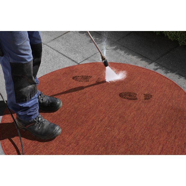 Opečnato rdeča zunanja preproga NORTHRUGS Miami, ø 200 cm-image-1