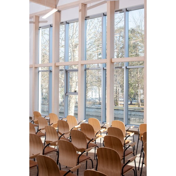 Jedilni stoli v kompletu z nasloni za roke/z možnostjo nalaganja 2 ks v hrastovem dekorju v naravni barvi Book – Gazzda-image-3