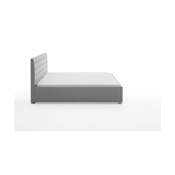 Svetlo siva oblazinjena zakonska postelja brez letvenega dna 180x200 cm Malia – Meise Möbel-image-3
