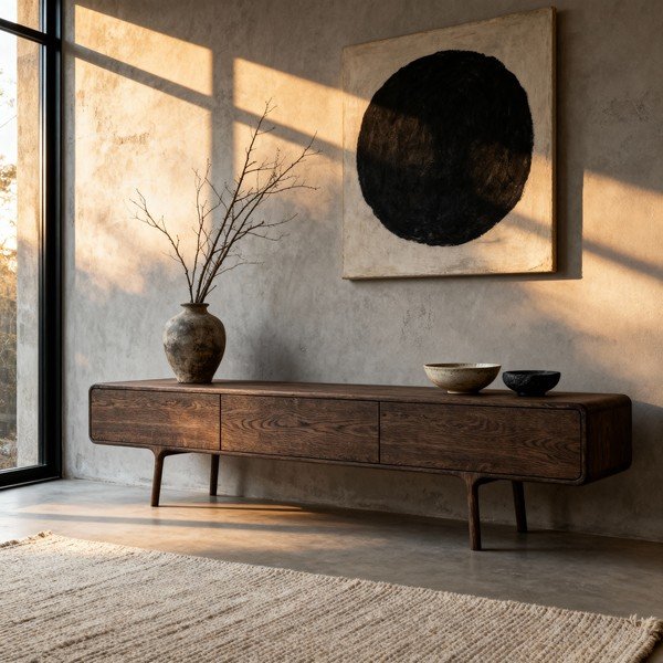 Rjava TV omarica iz masivnega hrasta 220x45x45 cm Fawn – Gazzda-image-1