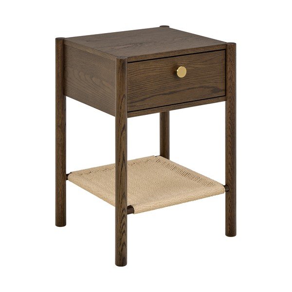 Nočna omarica v hrastovem dekorju v temni naravni barvi Monfort – Actona-image-1