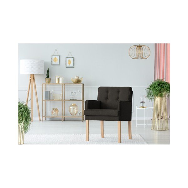 Črni fotelj z naslonjali Micadoni Home Mista-image-3