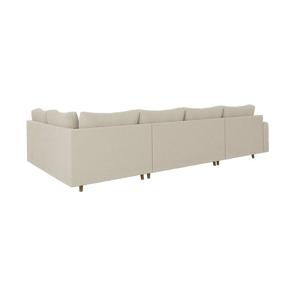 Kremno bela kotna sedežna garnitura iz rebrastega žameta (levi kot/v obliki črke "U") Ariella – Ropez-image-2