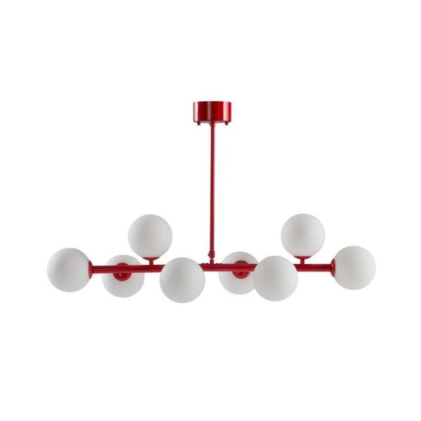 Rdeča/bela stropna svetilka iz opalnega stekla 30x104 cm Ekman – Jotex