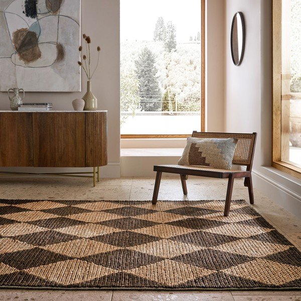 Ročno tkana preproga iz mešanice jute v rjavi in naravni barvi 160x230 cm Effie Diamond – Flair Rugs-image-1