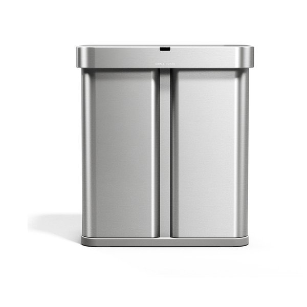Jeklen koš za smeti 34+24 l za ločevanje odpadkov/brezstični v srebrni barvi Dual Sensor – simplehuman-image-3