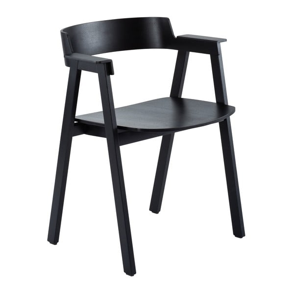 Črn jedilni stol z nasloni za roke iz masivnega hrasta Flip – Gazzda