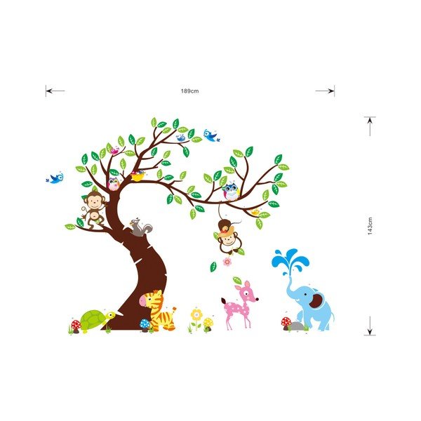 Komplet stenskih nalepk Ambiance Tree, Monkeys and Elephant-image-2