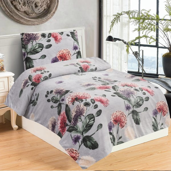 Svetlo siva enojna posteljnina iz mikropliša 140x200 cm Margot – My House