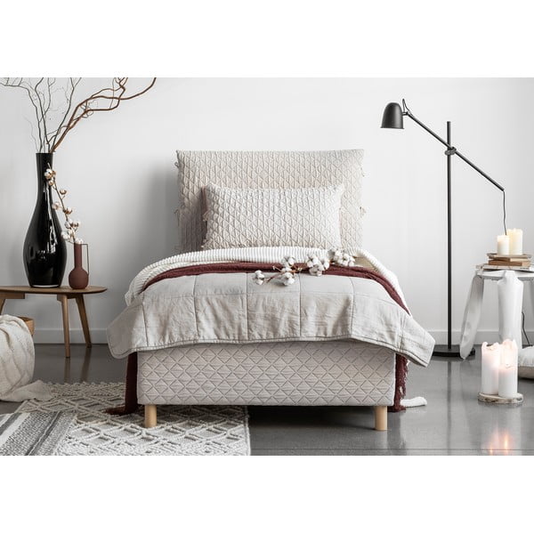 Bež oblazinjena postelja z letvenim dnom 90x200 cm Sleepy Luna - Miuform-image-1