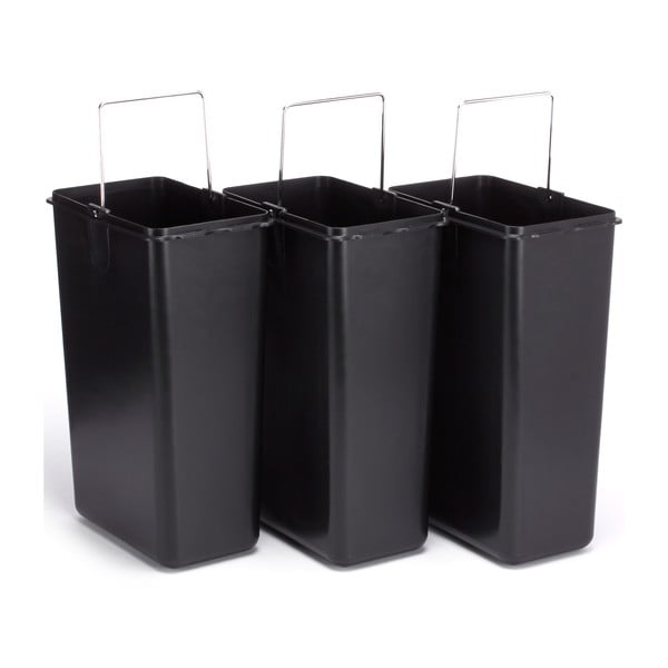 Jeklen koš za smeti za ločevanje odpadkov v mat srebrni barvi s pedalom 3x8 l Tri Selectif – MSV-image-3