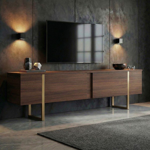 TV omarica v orehovem dekorju v temni naravni barvi 180x50x30 cm Onera – Kalune Design-image-1