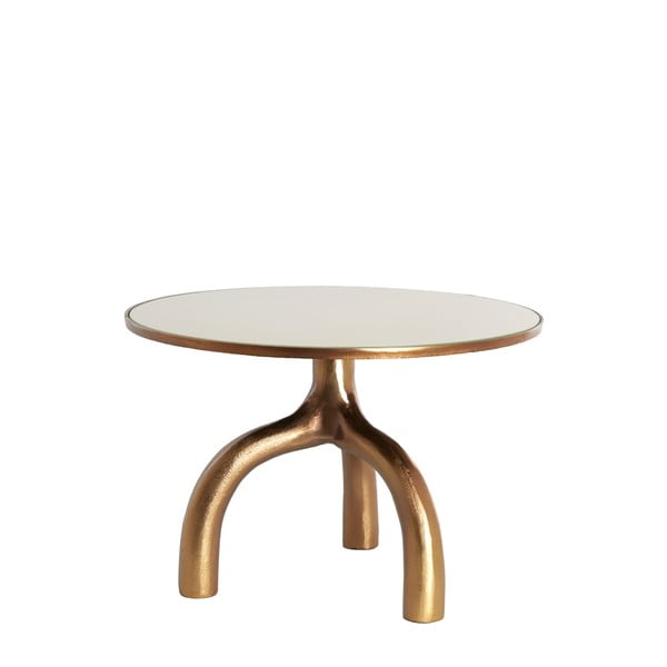 Steklena okrogla mizica v bronasti in bež barvi ø 65 cm Mello – Light & Living