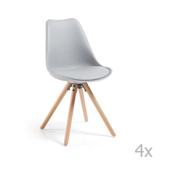 Komplet 4 sivih jedilnih stolov La Forma Lars