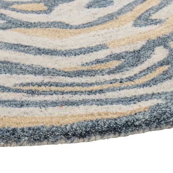 Modro-rjava volnena okrogla preproga ø 120 cm Tiger – Bloomingville-image-2