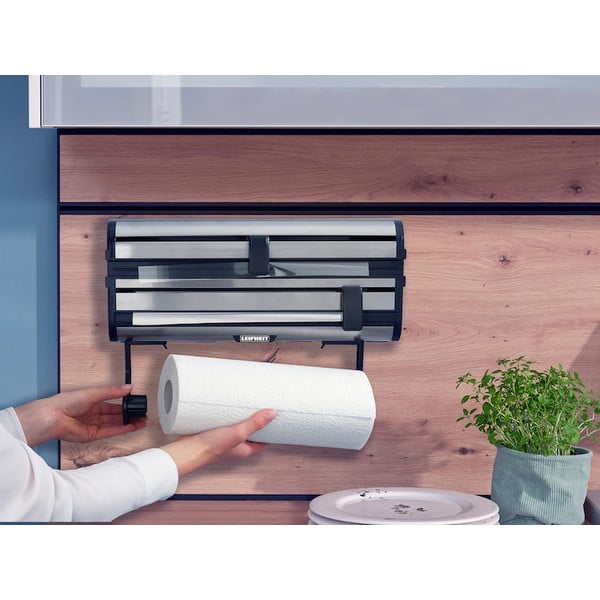 Kovinsko stensko držalo za kuhinjske brisače in folijo v srebrni barvi Parat Royal – LEIFHEIT-image-3