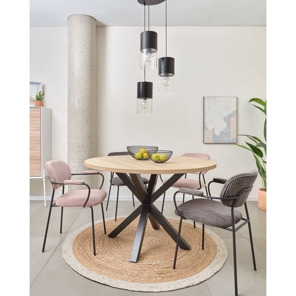 Okrogla jedilna miza v črni in naravni barvi ø 120 cm Argo – Kave Home-image-1