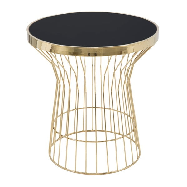 Okrogla mizica v črni in zlati barvi Mauro Ferretti Glam, višina 63 cm