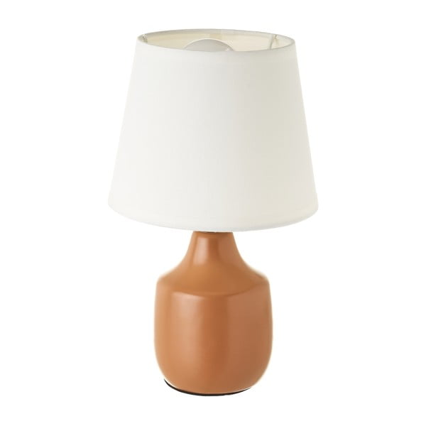 Bela/rjava keramična namizna svetilka s tekstilnim senčnikom (višina 24 cm) – Casa Selección