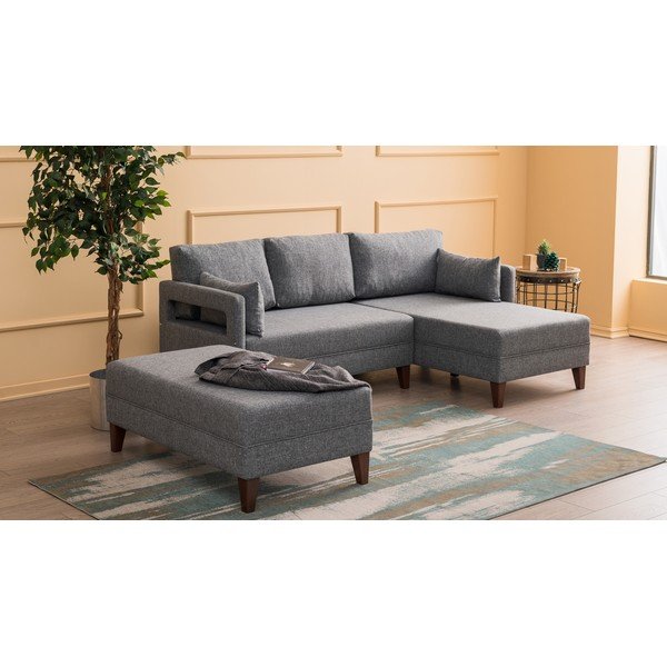 Siva raztegljiva sedežna garnitura Balcab Home Emma, desni kot-image-1