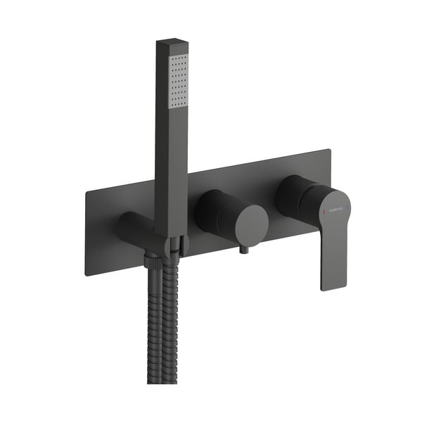 Mat črna vgrajena armatura za tuš (2 izhoda) Pax – Sapho-image-1