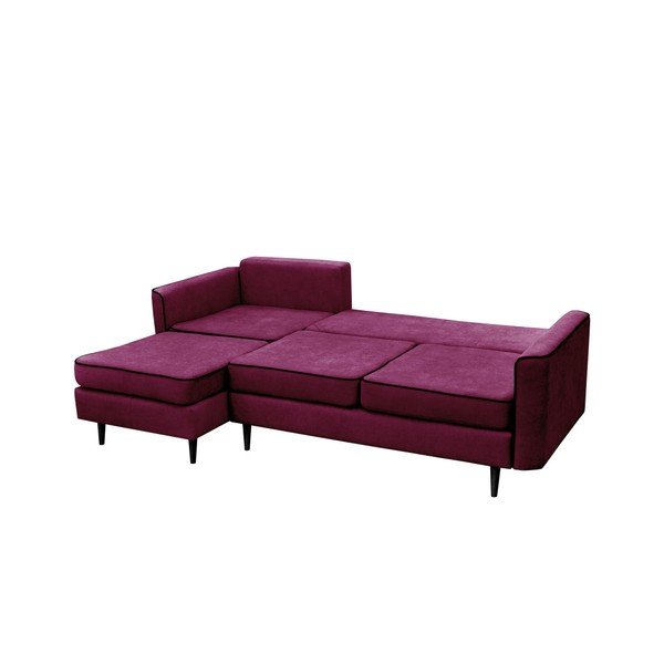 Vijolična raztegljiva sedežna garnitura s črnimi nogami Mazzini Sofas Dragonfly, levi kot-image-4