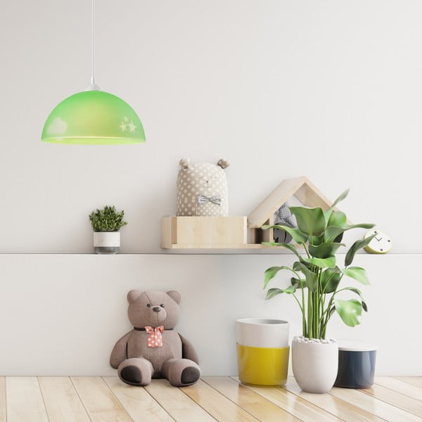 Zelena otroška svetilka s steklenim senčnikom ø 30 cm Day & Night – LAMKUR-image-1