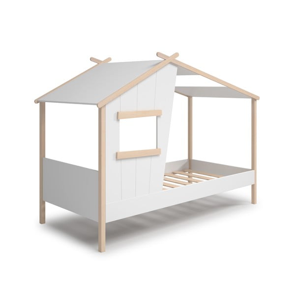 Bela otroška postelja iz masivnega bora v obliki hiške 90x190 cm Luba – Marckeric-image-3