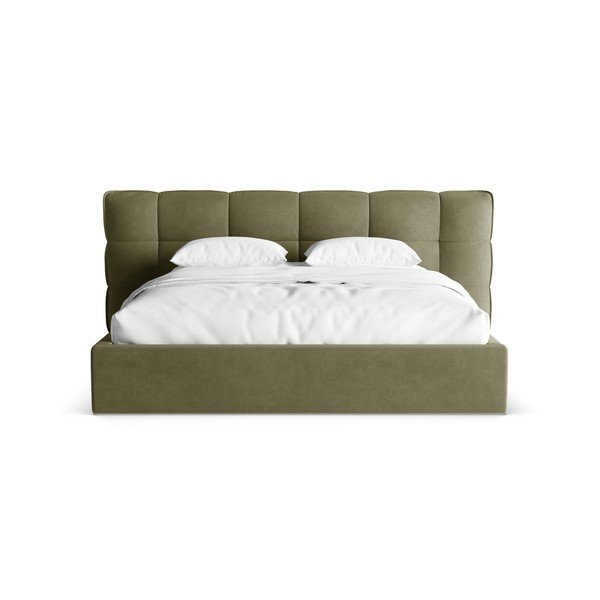 Zelena oblazinjena zakonska postelja s prostorom za shranjevanje in z letvenim dnom 180x200 cm Eric – Micadoni -image-4