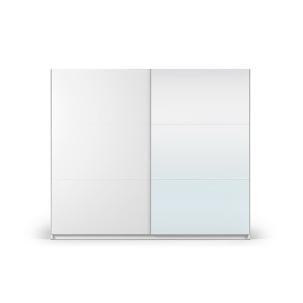 Bela garderobna omara z ogledalom in drsnimi vrati 250x215 cm Lisburn - Cosmopolitan Design
