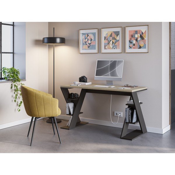 Pisalna miza z mizno ploščo v hrastovem dekorju 60x137 cm Butterfly – Marckeric-image-1